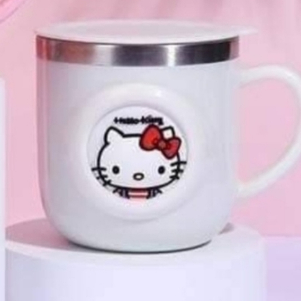 Sanrio Hello Kitty White Steinless Steel Mug With Lid